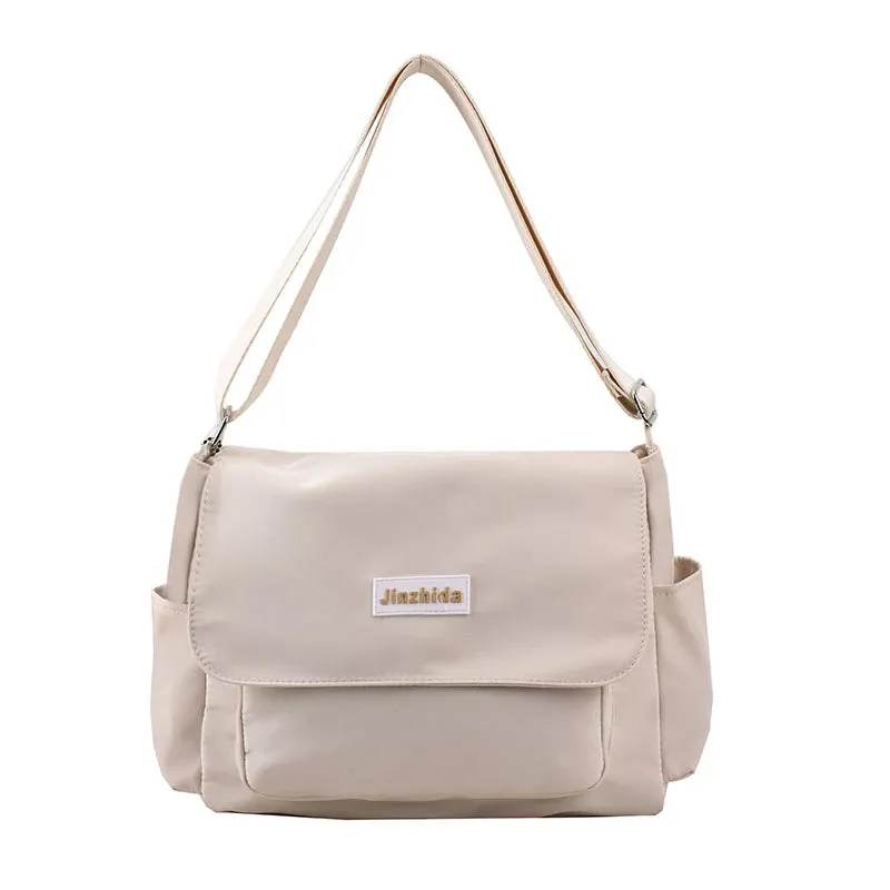 UAKISS  - Simple School Student Shoulder Bag Nylon Handbags Solid Color Leisure Large Capacity Messenger Bag Male Female Tote Bag Satchels
