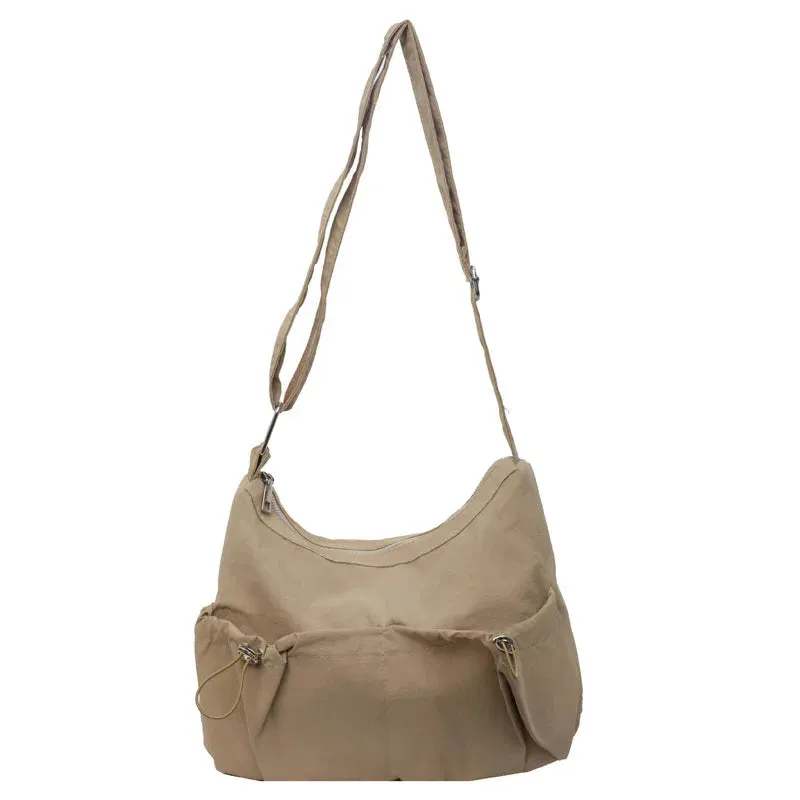 Uakiss Stylish Solid Color Crossbody Bag Large Capacity Protable Shoulder Bag Student Casual Overall-Collocation Messenger Commuter Bag