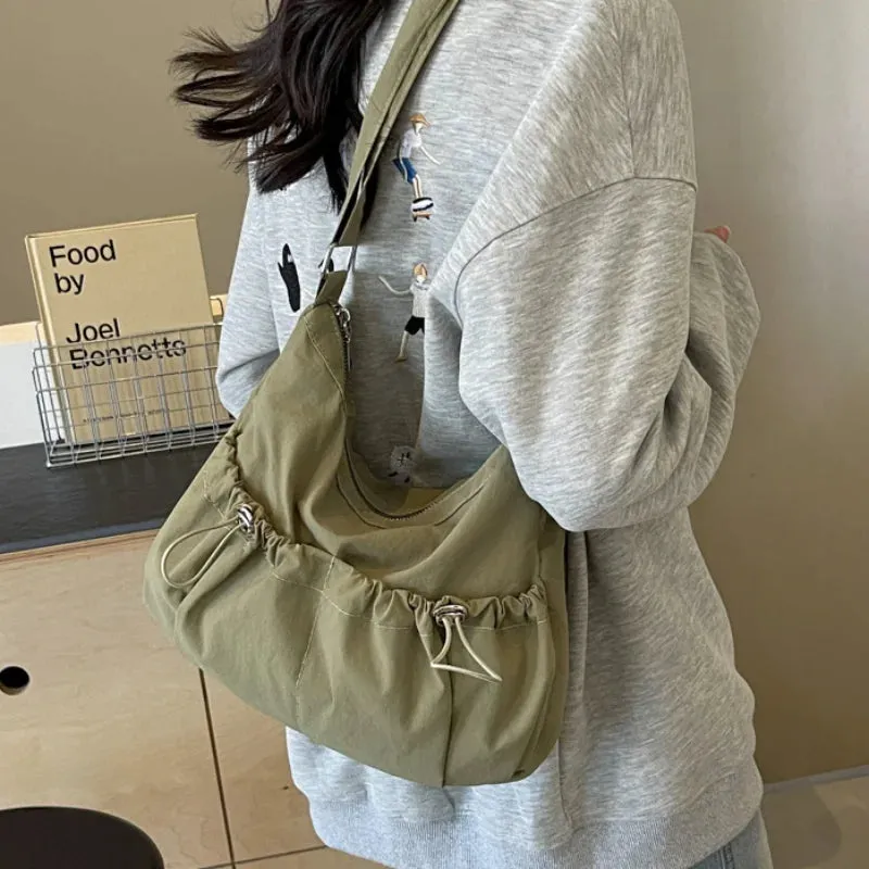 Uakiss Stylish Solid Color Crossbody Bag Large Capacity Protable Shoulder Bag Student Casual Overall-Collocation Messenger Commuter Bag