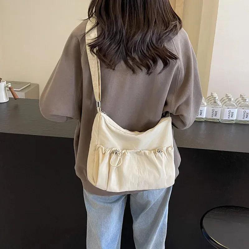Uakiss Stylish Solid Color Crossbody Bag Large Capacity Protable Shoulder Bag Student Casual Overall-Collocation Messenger Commuter Bag