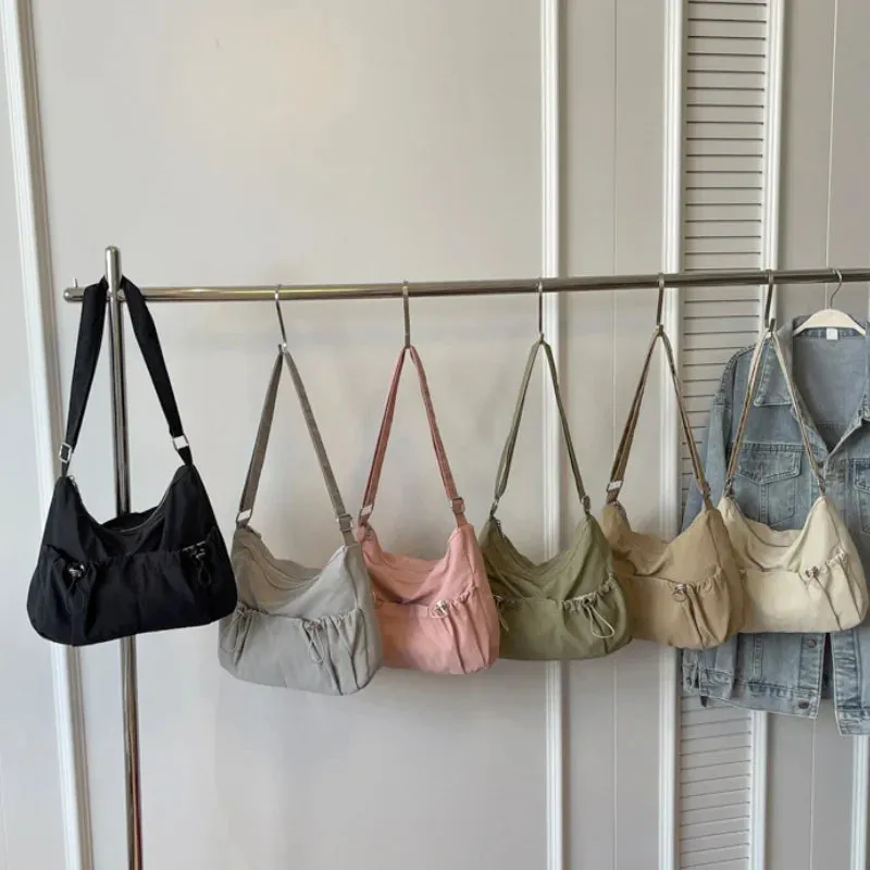 Uakiss Stylish Solid Color Crossbody Bag Large Capacity Protable Shoulder Bag Student Casual Overall-Collocation Messenger Commuter Bag