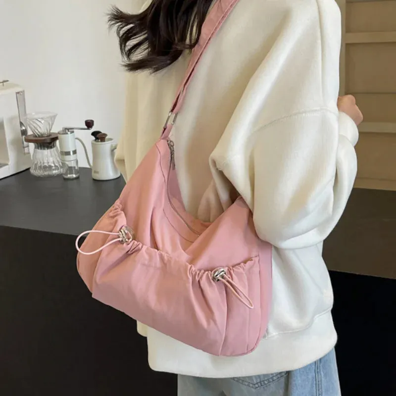 Uakiss Stylish Solid Color Crossbody Bag Large Capacity Protable Shoulder Bag Student Casual Overall-Collocation Messenger Commuter Bag