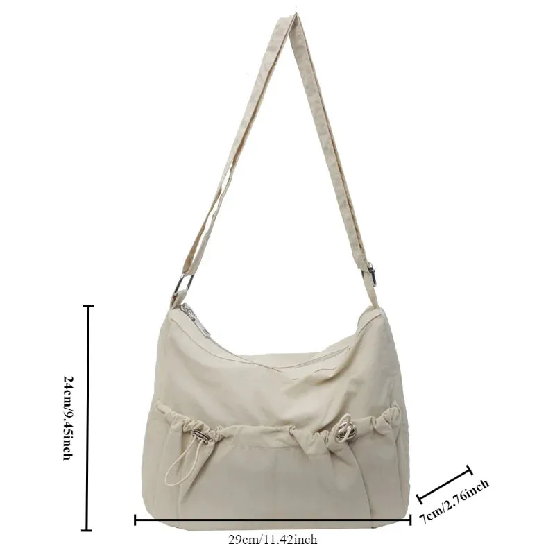 Uakiss Stylish Solid Color Crossbody Bag Large Capacity Protable Shoulder Bag Student Casual Overall-Collocation Messenger Commuter Bag