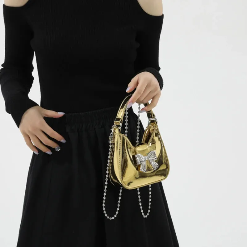 Uakiss Y2k Aesthetic Fashion Bow Fairy Shoulder Crossbody Bag Luxury Design Chic Pu Top-Handle Bags Trendy All Match Purse and Handbags