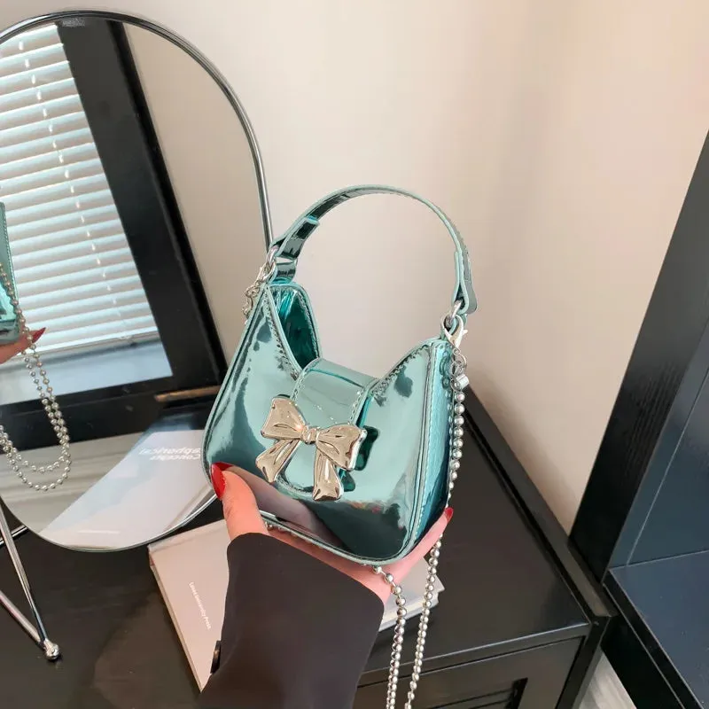 Uakiss Y2k Aesthetic Fashion Bow Fairy Shoulder Crossbody Bag Luxury Design Chic Pu Top-Handle Bags Trendy All Match Purse and Handbags