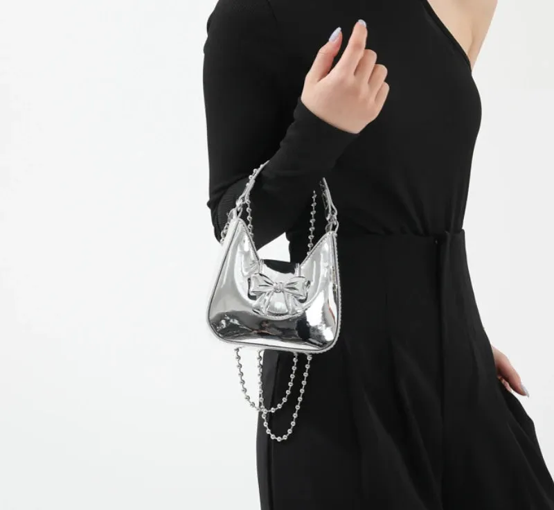 Uakiss Y2k Aesthetic Fashion Bow Fairy Shoulder Crossbody Bag Luxury Design Chic Pu Top-Handle Bags Trendy All Match Purse and Handbags