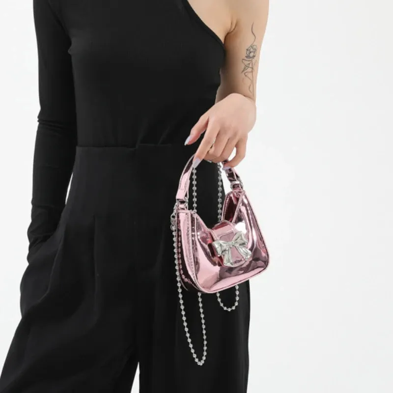 Uakiss Y2k Aesthetic Fashion Bow Fairy Shoulder Crossbody Bag Luxury Design Chic Pu Top-Handle Bags Trendy All Match Purse and Handbags