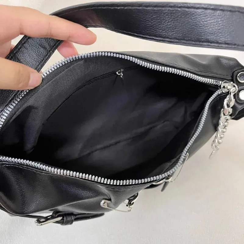 Uakiss Y2k Aesthetic Purses and Handbags Vintage Heart Punk Star Diamond Chain Shoulder Bag Fashion All Match Streetwear Crossbody Bags