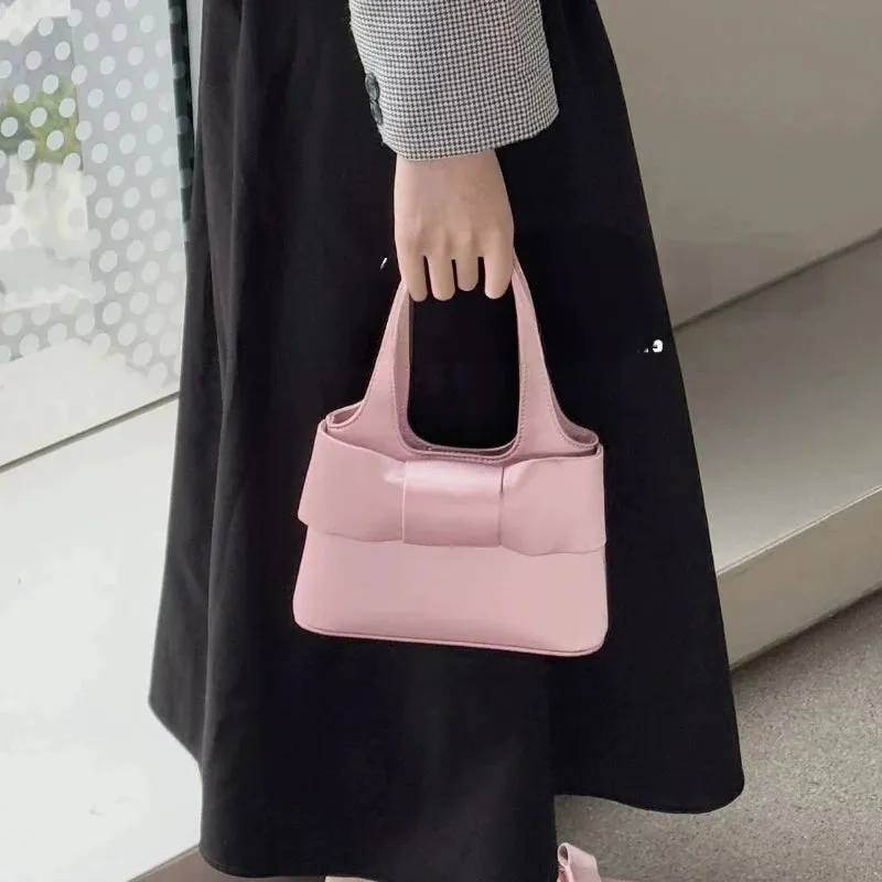 Uakiss Y2k Aesthetic Sweet Bow Mini Top-Handle Bags Elegant All Match Fairy Shoulder Crossbody Bags Women Fashion Purses and Handbags