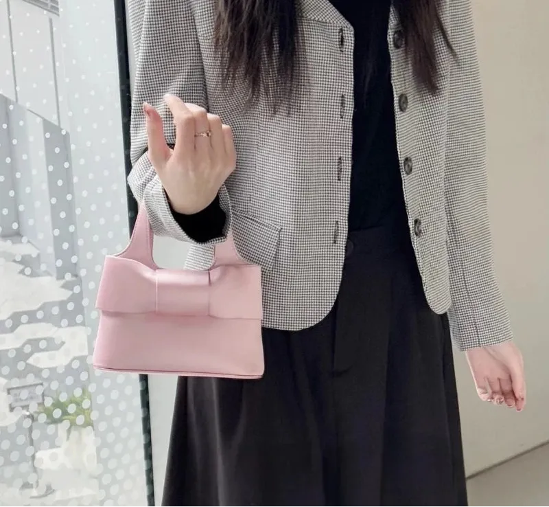 Uakiss Y2k Aesthetic Sweet Bow Mini Top-Handle Bags Elegant All Match Fairy Shoulder Crossbody Bags Women Fashion Purses and Handbags