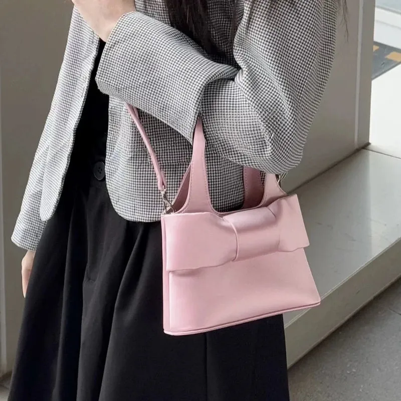 Uakiss Y2k Aesthetic Sweet Bow Mini Top-Handle Bags Elegant All Match Fairy Shoulder Crossbody Bags Women Fashion Purses and Handbags