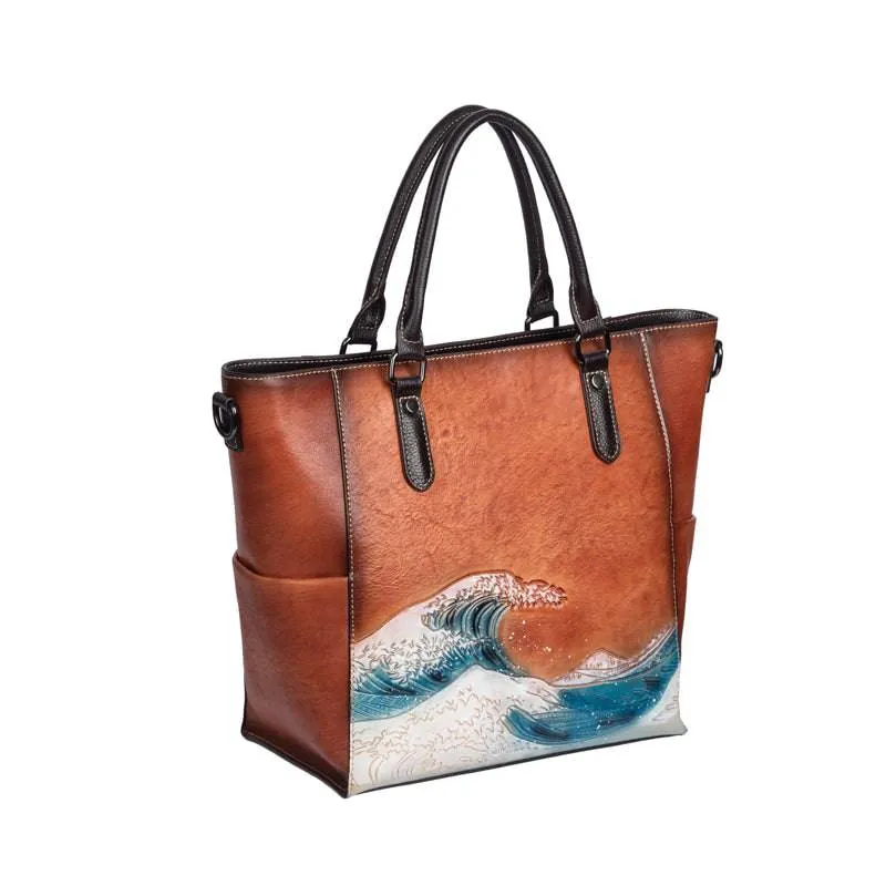 Womens shopper large vintage-leather tote