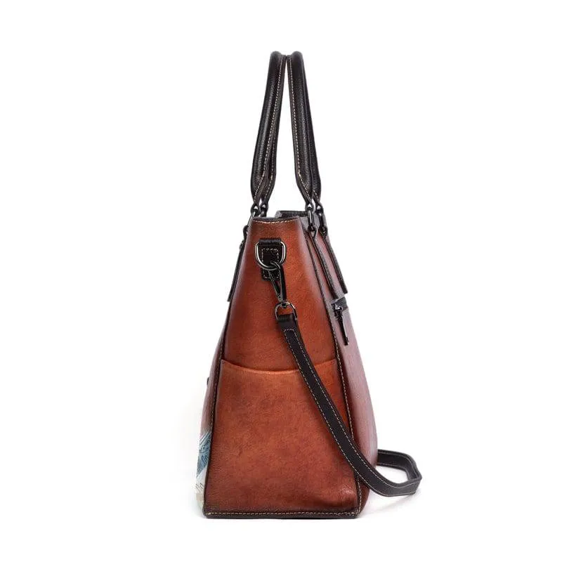 Womens shopper large vintage-leather tote