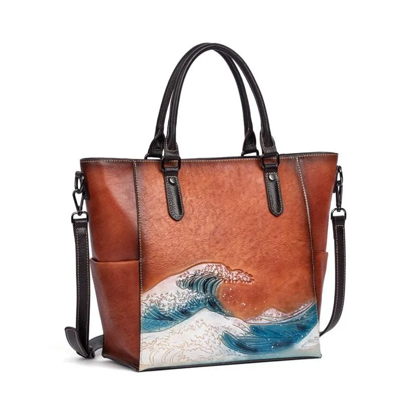 Womens shopper large vintage-leather tote