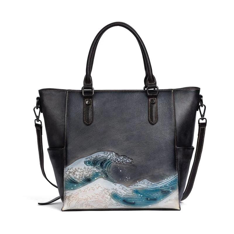 Womens shopper large vintage-leather tote