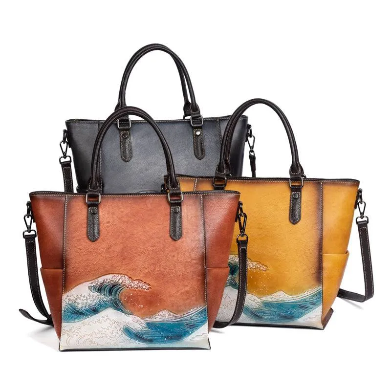 Womens shopper large vintage-leather tote