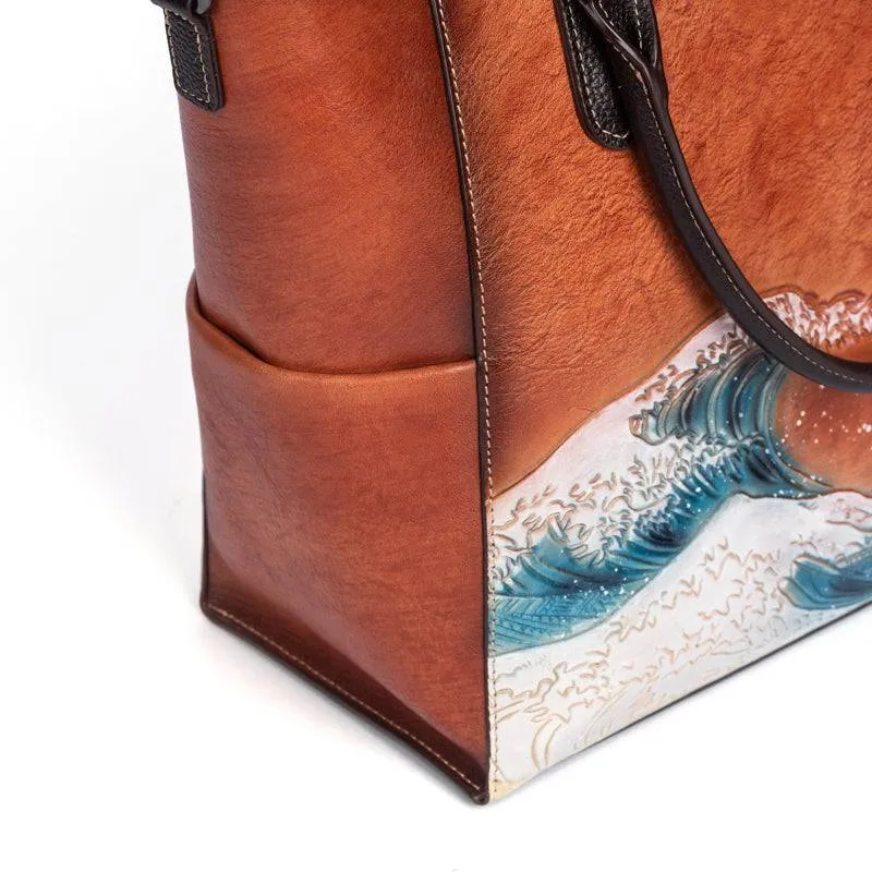 Womens shopper large vintage-leather tote